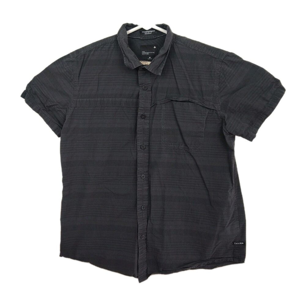 Tavik Modern Beach Culture men's‎ button-up shirt, M, black, short sleeves VGC